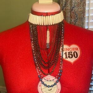 Multi-Layered Beaded Chain Choker Necklace